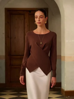 Outlet Criss Cross Split Knit Top Knitwear|Tops