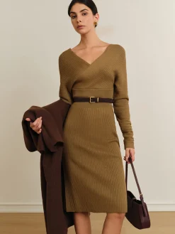Clearance Criss Cross Sweater Dress Without Belt Sweater Dresses|Vacation Dresses