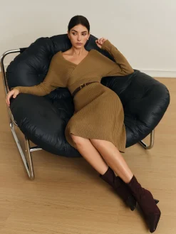 Clearance Criss Cross Sweater Dress Without Belt Sweater Dresses|Vacation Dresses