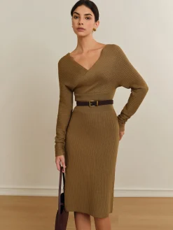 Clearance Criss Cross Sweater Dress Without Belt Sweater Dresses|Vacation Dresses