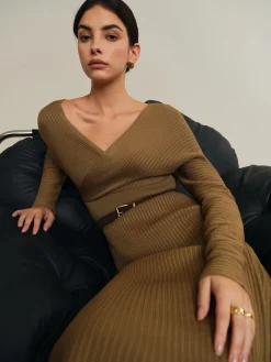Clearance Criss Cross Sweater Dress Without Belt Sweater Dresses|Vacation Dresses