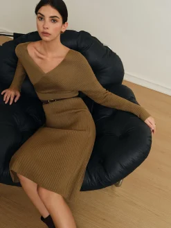 Clearance Criss Cross Sweater Dress Without Belt Sweater Dresses|Vacation Dresses