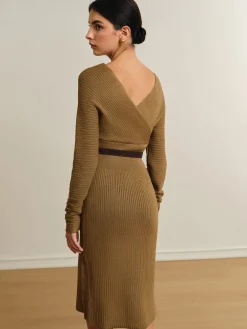 Clearance Criss Cross Sweater Dress Without Belt Sweater Dresses|Vacation Dresses