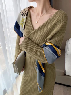 Clearance Criss Cross Sweater Dress Without Belt Sweater Dresses|Vacation Dresses