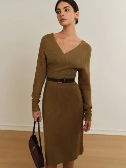 Online Criss Cross Sweater Dress Without Belt Sweater Dresses|Vacation Dresses