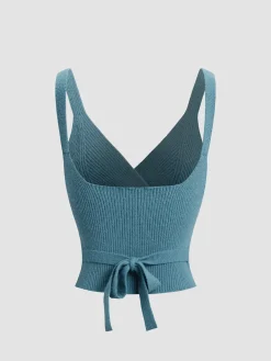 Sale Criss Cross Tie Back Crop Sweater Vest Sweater Vests|Sweaters & Cardigans