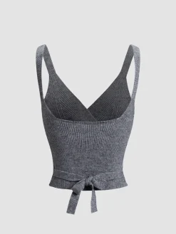 Sale Criss Cross Tie Back Crop Sweater Vest Sweater Vests|Sweaters & Cardigans