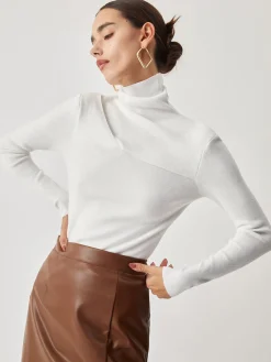 Hot Criss Cross Turtleneck Long Sleeve Knit Top Sweater Tops|Sweaters & Cardigans