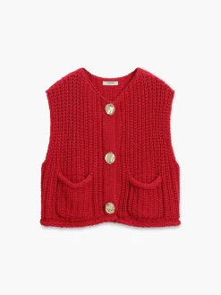 Discount Crochet Button-Front Sweater Vest Sweater Vests|Sweaters & Cardigans