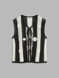 Online Crochet Flower Hollow Sweater Vest Sweater Vests|Sweaters & Cardigans