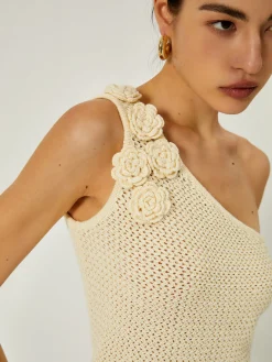 Best Crochet Rosette Decor One Shoulder Vest Sweater Vests|Sweaters & Cardigans