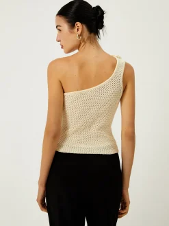 Best Crochet Rosette Decor One Shoulder Vest Sweater Vests|Sweaters & Cardigans