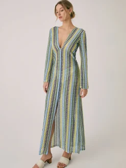 Sale Crochet Vacation Split Long Dress Vacation Dresses|Summer Dresses