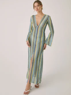Sale Crochet Vacation Split Long Dress Vacation Dresses|Summer Dresses