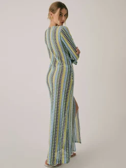 Sale Crochet Vacation Split Long Dress Vacation Dresses|Summer Dresses