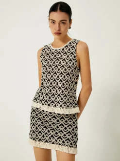 Clearance Crochet Wave Pattern Tassel Decor Tank Top Tank Tops & Camis|Matching Sets