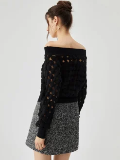Best Crocheted Circle Hollow Off Shoulder Blouse Blouses & Shirts|Tops