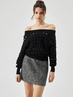 Best Crocheted Circle Hollow Off Shoulder Blouse Blouses & Shirts|Tops