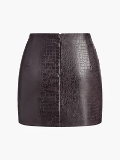 Best Crocodile Embossed Faux Leather Skirt Skirts|Matching Sets
