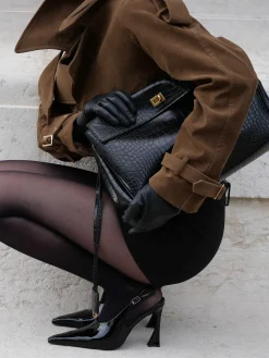 Crocodile Embossed Large Handbag Bags|Accessories
