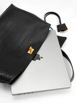Crocodile Embossed Large Handbag Bags|Accessories