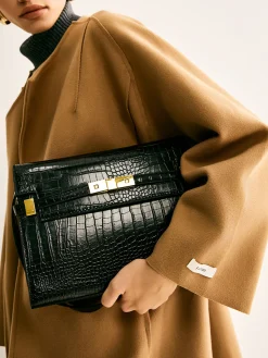 Crocodile Embossed Shoulder Tofu Bag Bags|Accessories