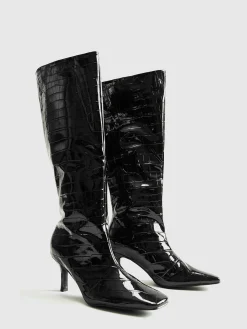 Sale Crocodile Pattern Knee High Boots Shoes|Accessories