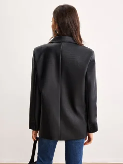 Clearance Crocodile PU Leather Button Blazer Outerwear|Blazers