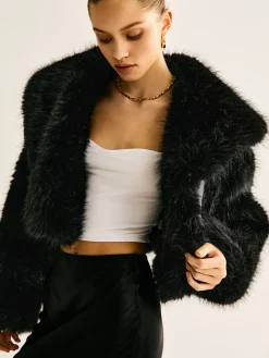 Best Crop Faux Fur Warm Coat Outerwear|Crop Tops