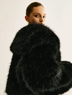 Outlet Crop Faux Fur Warm Coat Outerwear|Crop Tops