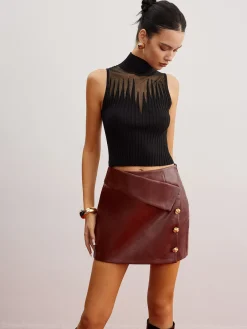 Crop Sheer Panel Sweater Vest Sweater Vests|Sweaters & Cardigans