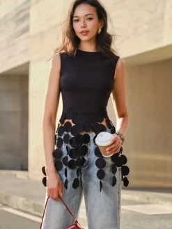 Hot Crop Tassel Tank Top Crop Tops|Tank Tops & Camis