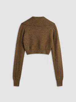 New Cropped Cardigan with Collar Cardigans|Sweaters & Cardigans
