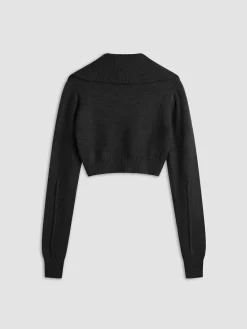 Hot Cropped Cardigan with Collar Cardigans|Sweaters & Cardigans