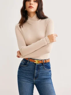 New Cross Cross Neck Slim Jersey Top T-shirts|Tops