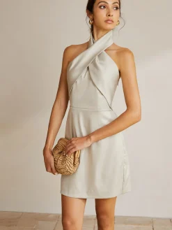 Sale Cross Halter Backless Short Dress Casual Dresses|Cocktail & Party Dresses