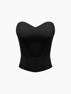 New Cup Detail Zippered Tube Corset Top Corset Tops|Tank Tops & Camis