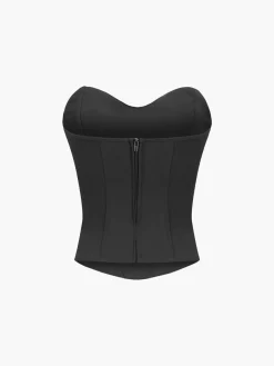 New Cup Detail Zippered Tube Corset Top Corset Tops|Tank Tops & Camis