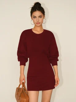 New Cutout Backless Long Sleeve Dress White Dresses|Casual Dresses