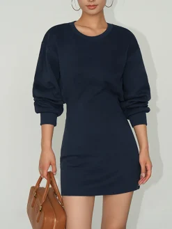 New Cutout Backless Long Sleeve Dress White Dresses|Casual Dresses