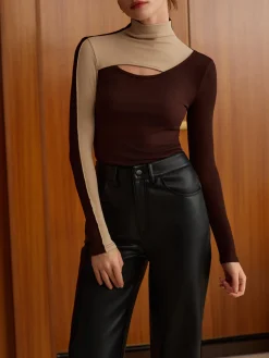 Cutout Color Block Top T-shirts|Tops