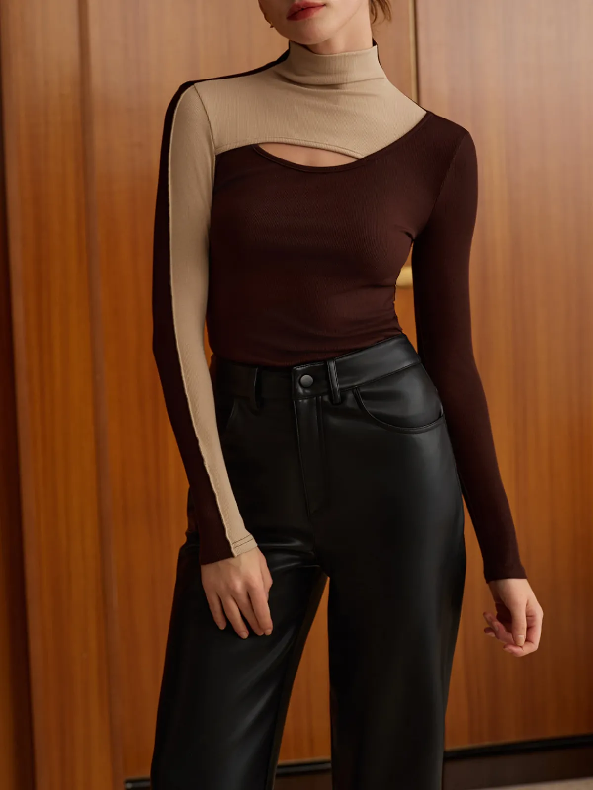 Cutout Color Block Top T-shirts|Tops