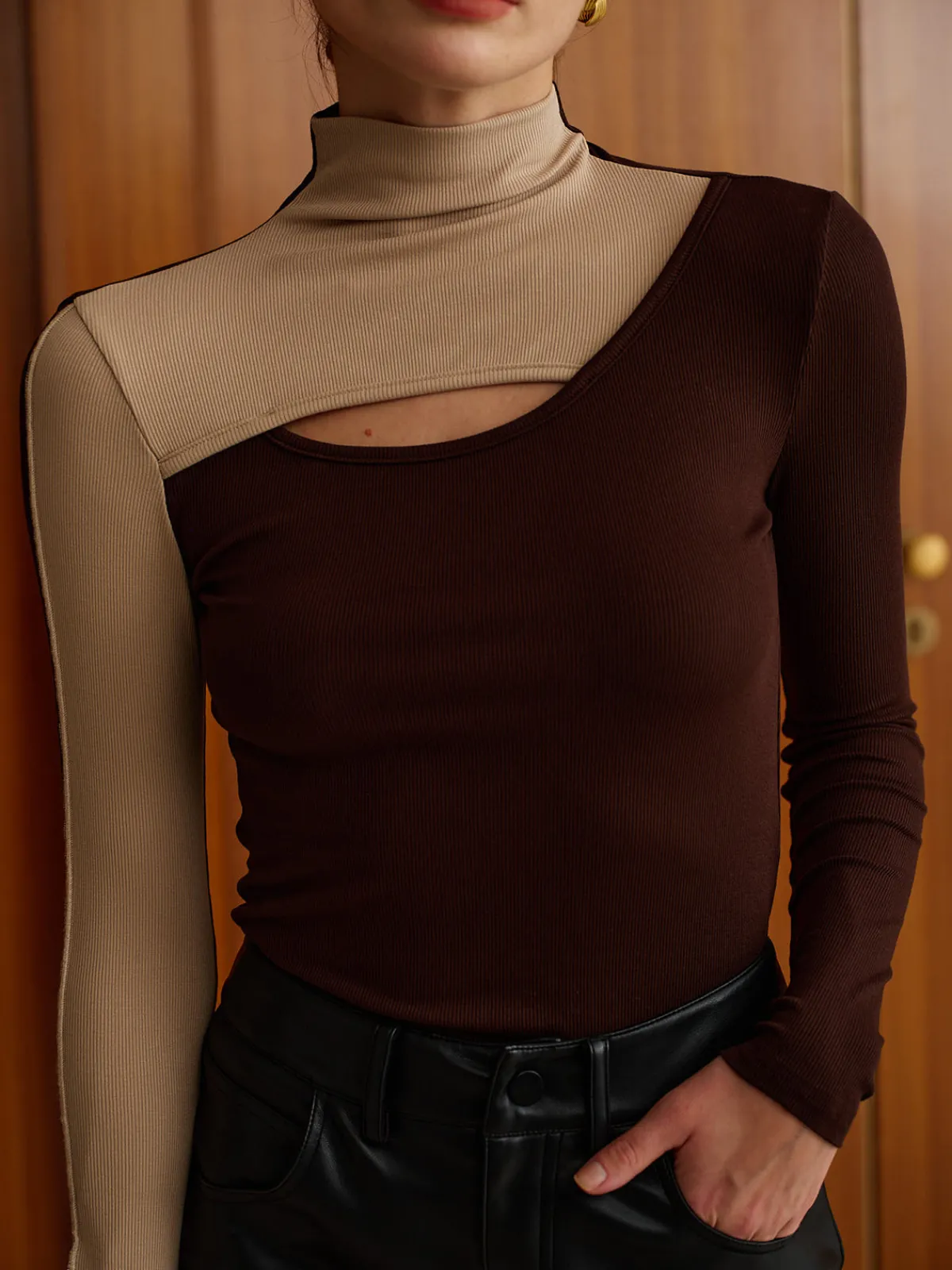 Cutout Color Block Top T-shirts|Tops