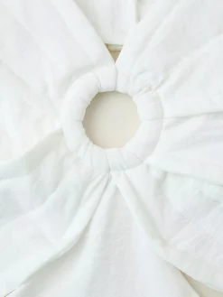 Hot Cutout Flower Backless Long Dress White Dresses|Cocktail & Party Dresses