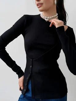 Online Cutout Panel Button Blouse Blouses & Shirts|Tops