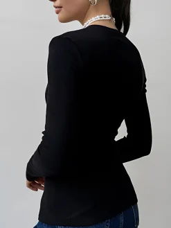 Online Cutout Panel Button Blouse Blouses & Shirts|Tops