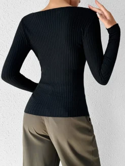 Outlet Cutout Skinny Knit Top Sweater Tops|Sweaters & Cardigans