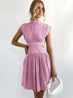 New Cutout Sleeveless Short Dress Casual Dresses|Summer Dresses