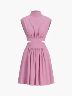 New Cutout Sleeveless Short Dress Casual Dresses|Summer Dresses