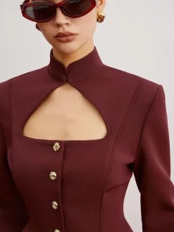 New Cutout Slim Blazer With Shoulder Pads Outerwear|Blazers